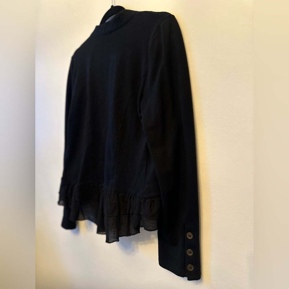 Military/Gothic Eyeshadow Black Ruffled High-Low Hem Jacket - Size M - Picture 5 of 6